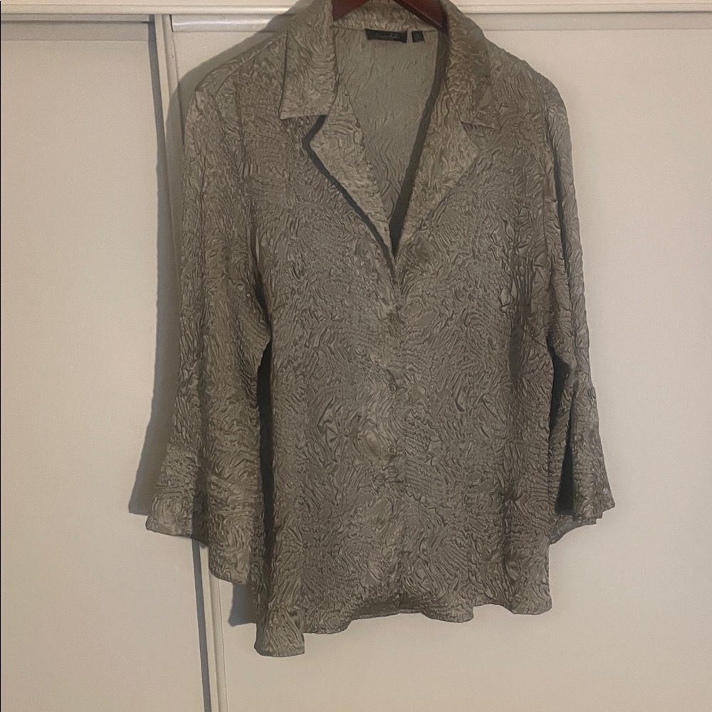 Essentials Textured Gray Button Down Shirt